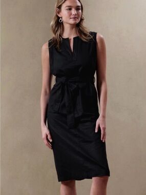 Banana Republic Sleeveless Linen Blend  Tie-Waist Midi Dress Size Small